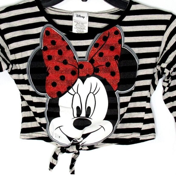 Girls Jrs Disney Stripe Cropped Minnie Mouse Shirt - Picture 3 of 12